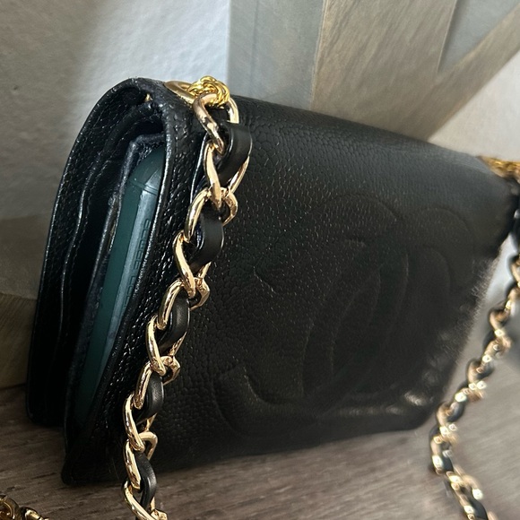 ⚜️🖤Vintage Chanel Timeless Clutch Crossbody Wallet Chain 2way Wristlet - Picture 7 of 17